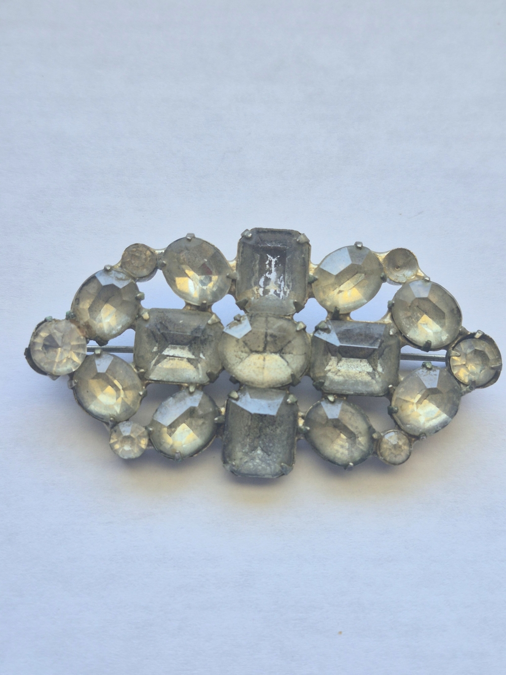 Vintage Clear Crystal Glass Brooch